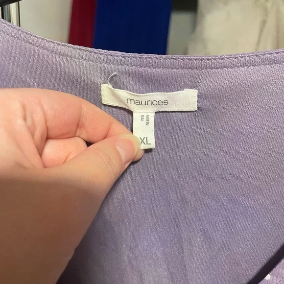 Lavender Polka Dot Peplum Top - Picture 4 of 6